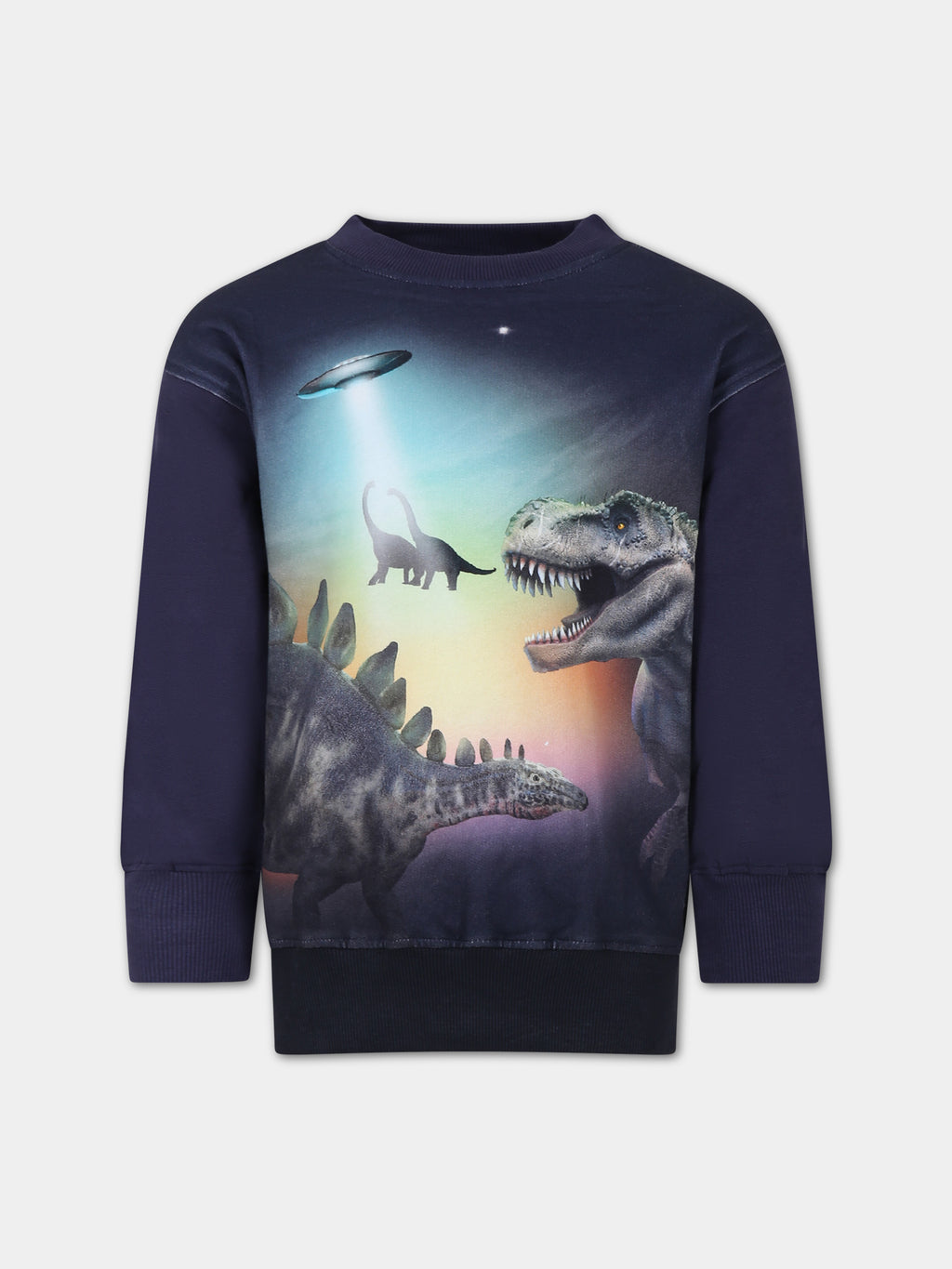 Blue sweatshirt for boy with dinosaurs